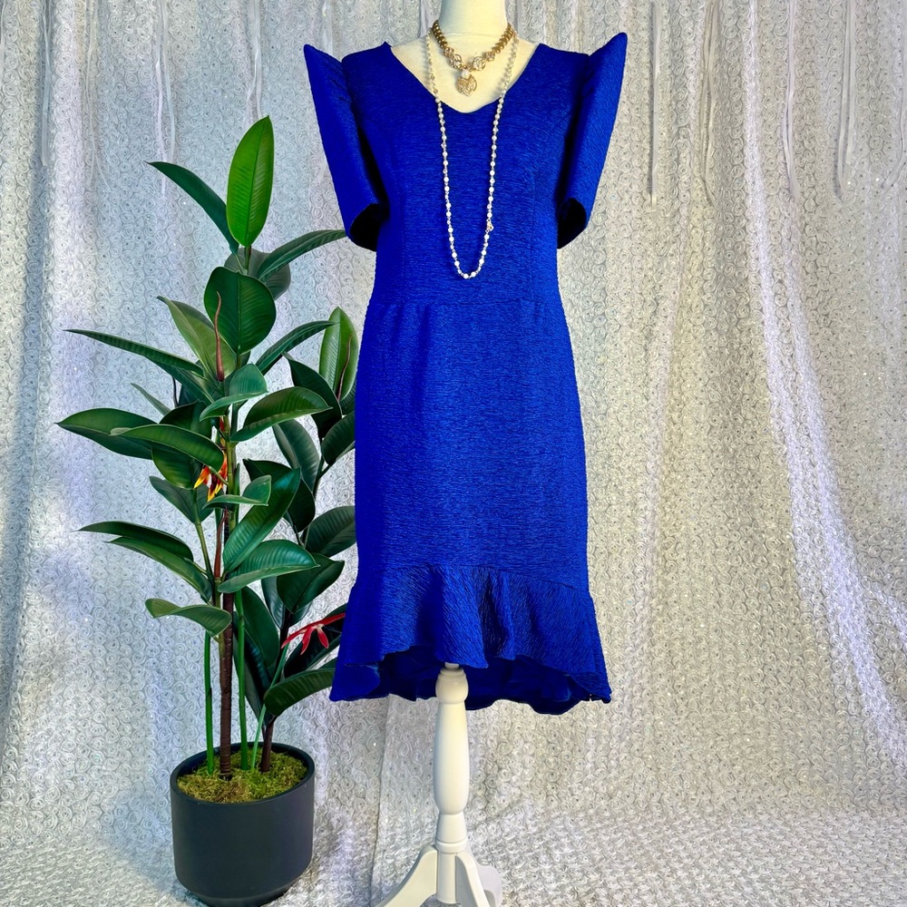 Simply elegant Royal Blue Filipiniana Hi-Low Terno dress